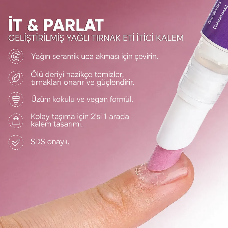 Bakım kaleminin tırnak çevresine uygulanışı